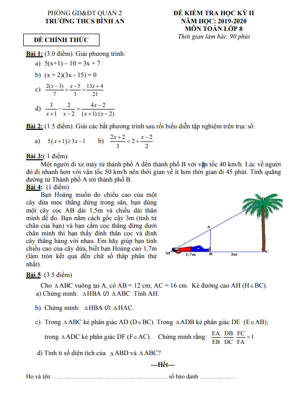 de thi hoc ki 2 hk2 lop 8 mon toan nam 2019 2020 truong thcs binh an tp hcm d