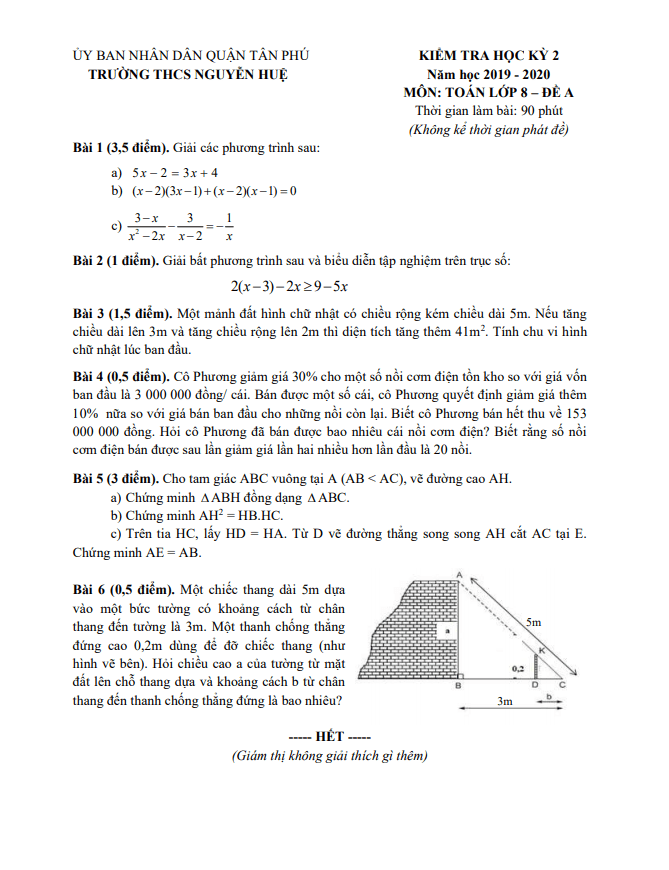 de thi hoc ki 2 hk2 lop 8 mon toan nam 2019 2020 truong thcs nguyen hue tp hcm d