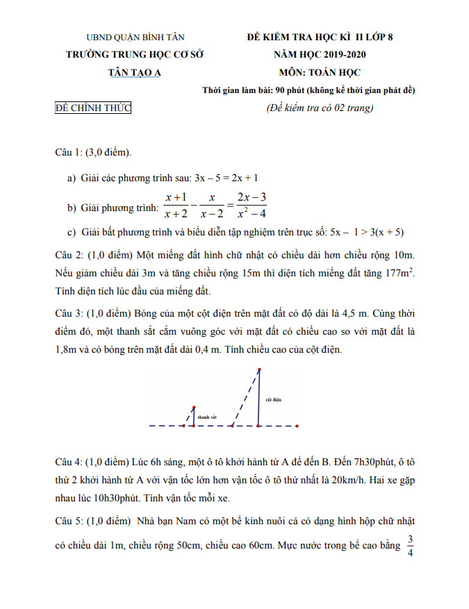 Đề thi học kì 2 (HK2) lớp 8 môn Toán năm 2019 2020 trường THCS Tân Tạo A TP HCM 8 de thi hoc ki 2 hk2 lop 8 mon toan nam 2019 2020 truong thcs tan tao a tp hcm d