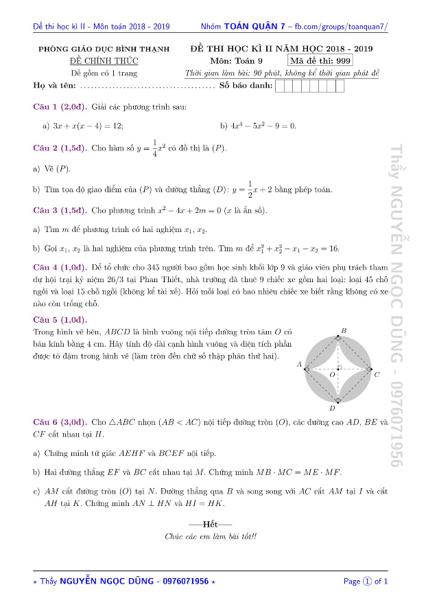 de thi hoc ki 2 hk2 lop 9 mon toan nam 2018 2019 phong gd dt binh thanh tp hcm d