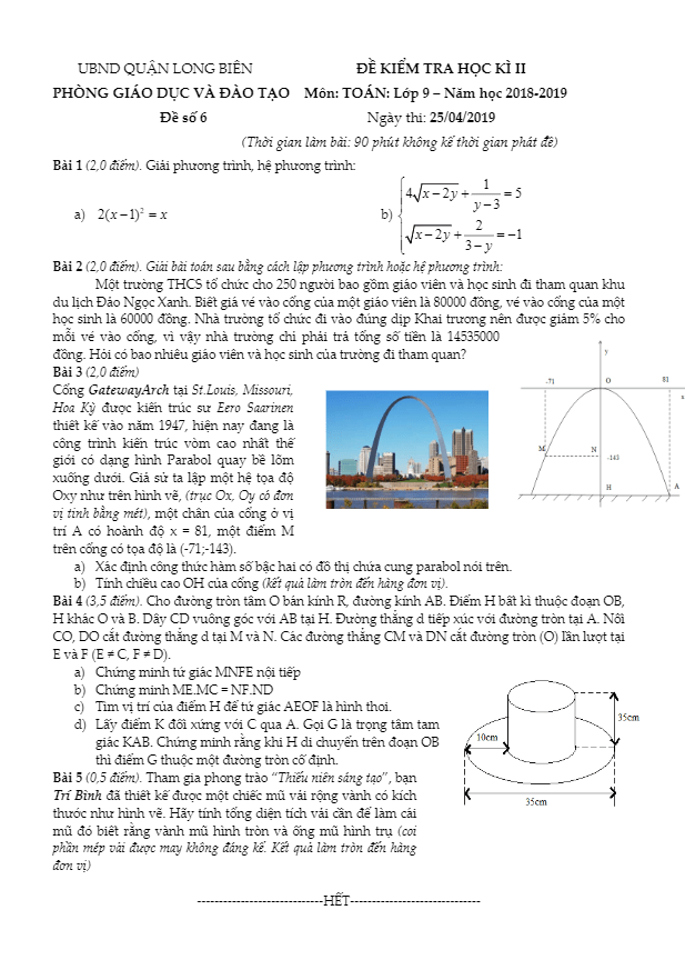 de thi hoc ki 2 hk2 lop 9 mon toan nam 2018 e28093 2019 phong gd dt long bien e28093 ha noi d