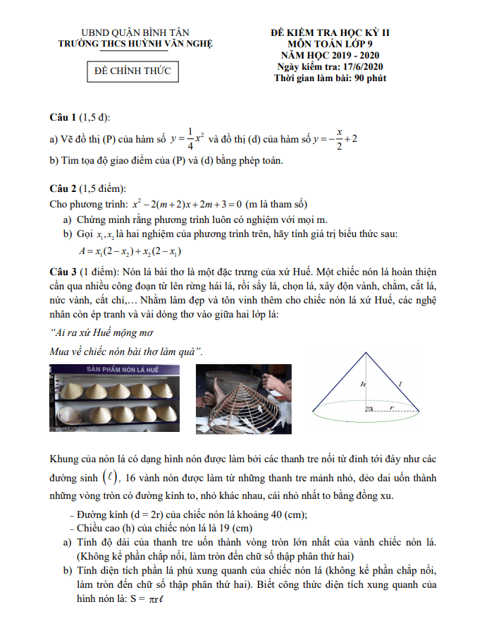 de thi hoc ki 2 hk2 lop 9 mon toan nam 2019 2020 truong thcs huynh van nghe tp hcm d