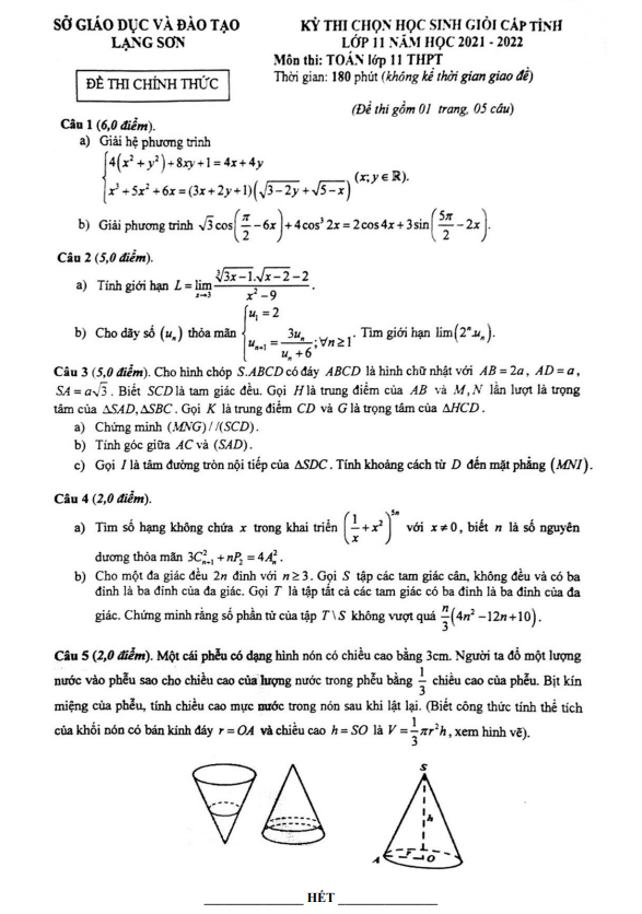 de thi hoc sinh gioi cap tinh lop 11 mon toan nam 2021 2022 so gd dt lang son d
