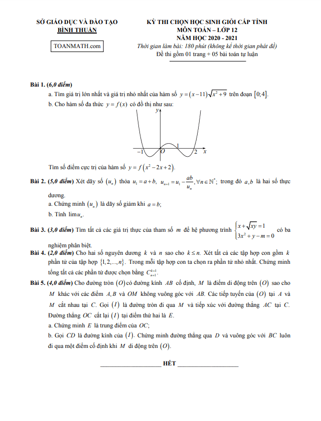 de thi hoc sinh gioi lop 12 mon toan cap tinh nam 2020 2021 so gd dt binh thuan d