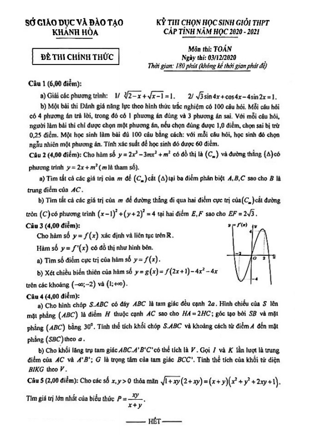 de thi hoc sinh gioi tinh toan thpt nam 2020 2021 so gd dt khanh hoa d