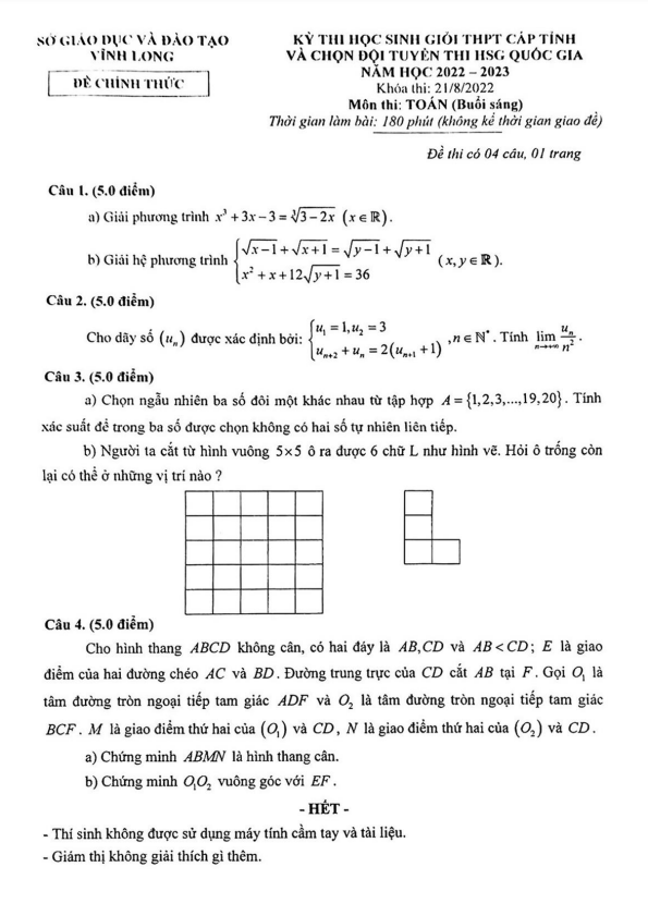 de thi hoc sinh gioi toan thpt cap tinh nam 2022 2023 so gd dt vinh long d