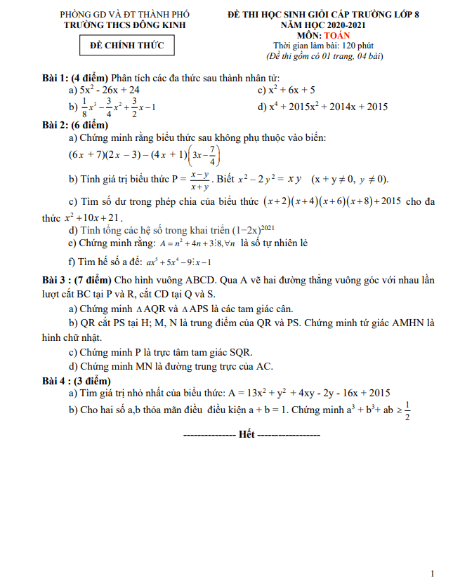 Đề thi HSG lớp 8 môn Toán cấp trường năm 2020 2021 trường THCS Đông Kinh Lạng Sơn 7 de thi hsg lop 8 mon toan cap truong nam 2020 2021 truong thcs dong kinh lang son d
