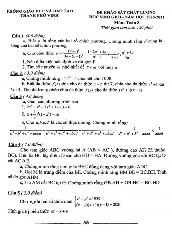 de thi hsg lop 8 mon toan nam 2020 2021 phong gd dt thanh pho vinh nghe an d
