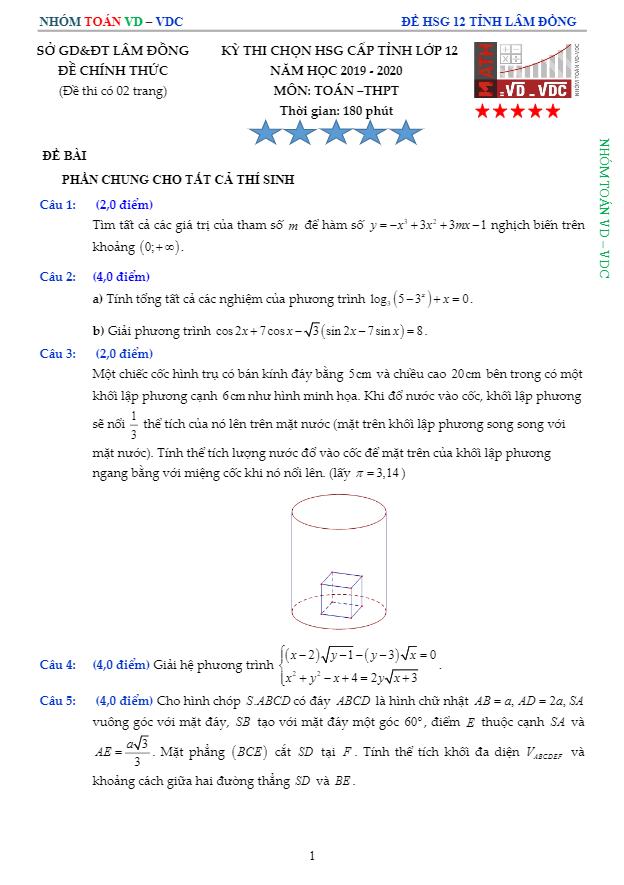 de thi hsg tinh lop 12 mon toan nam 2019 2020 so gd dt lam dong d