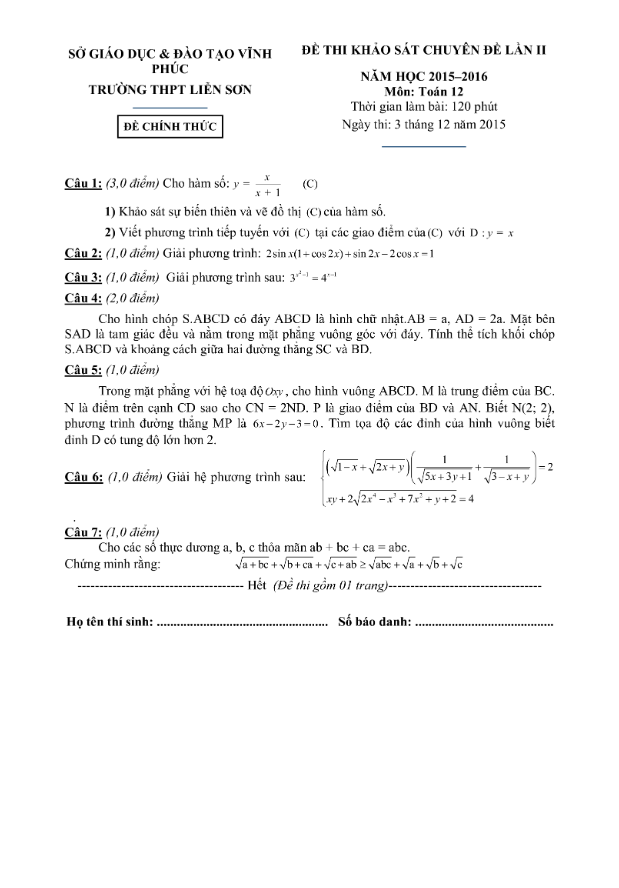 de thi khao sat chat luong hoc ki 1 hk1 truong thpt lien son vinh phuc 2015 2016 d