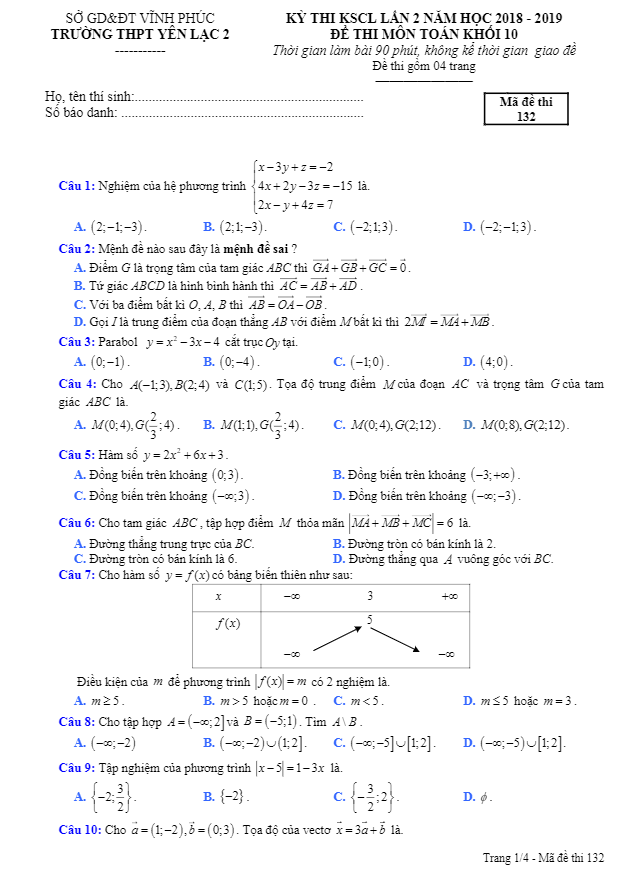 de thi kscl lop 10 mon toan lan 2 nam 2018 e28093 2019 truong yen lac 2 e28093 vinh phuc d