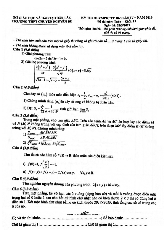 de thi olympic 10 3 lop 11 mon toan nam 2019 lan 4 truong chuyen nguyen du e28093 dak lak d