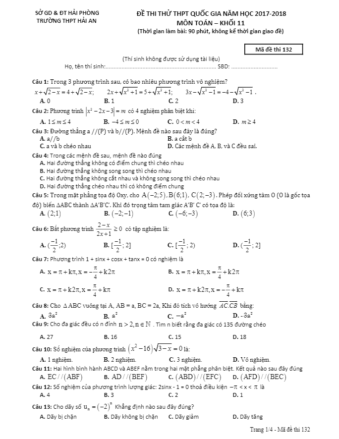 de thi thu thpt quoc gia nam 2017 2018 lop 11 mon toan truong hai an hai phong d