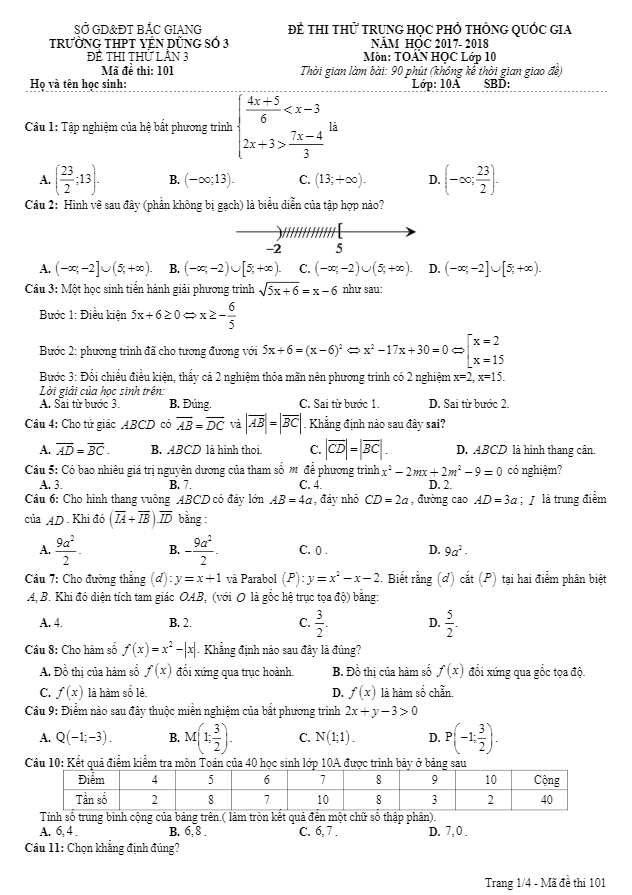 de thi thu thptqg nam 2017 2018 lop 10 mon toan truong yen dung 3 bac giang lan 3 d