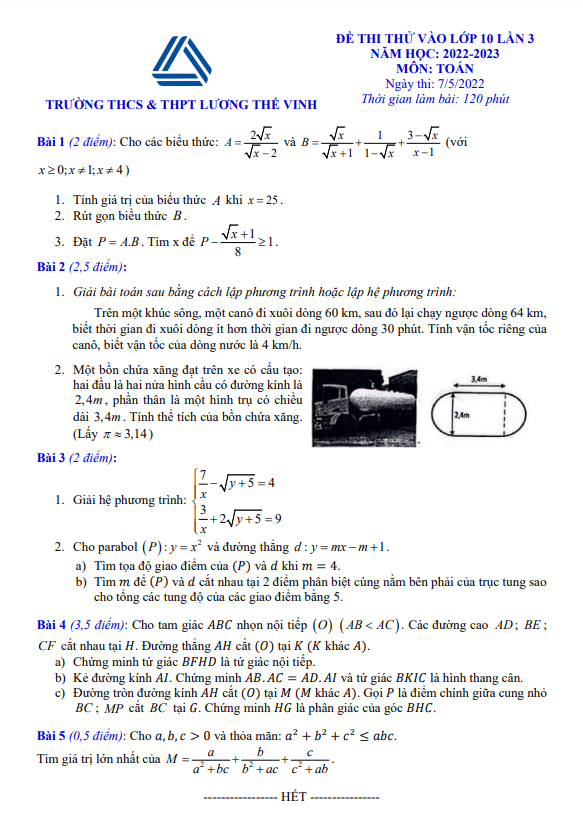 de thi thu toan vao lan 3 nam 2022 2023 truong luong the vinh ha noi d