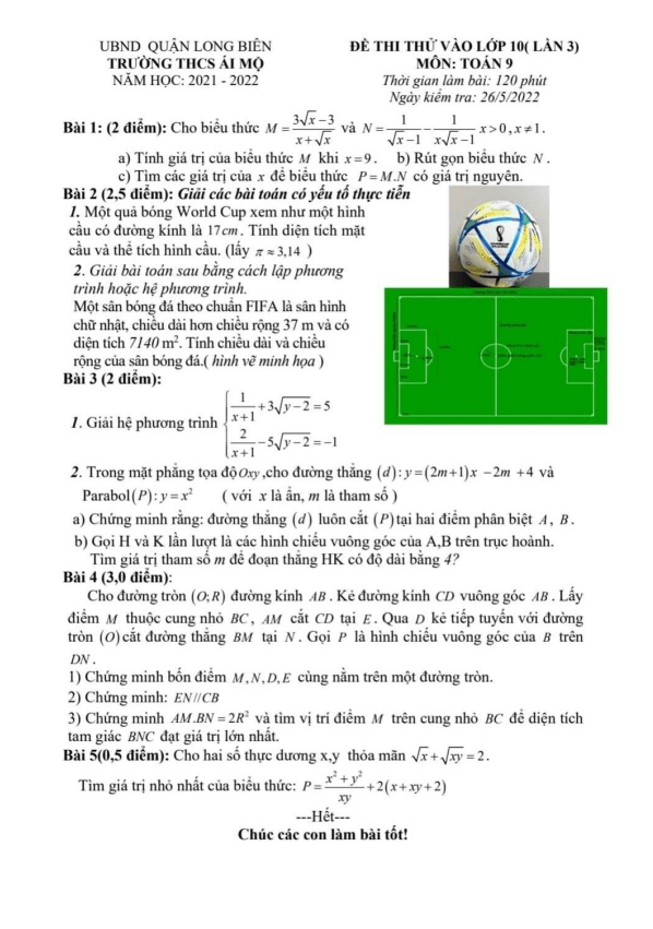 de thi thu toan vao lan 3 nam 2022 truong thcs ai mo ha noi d