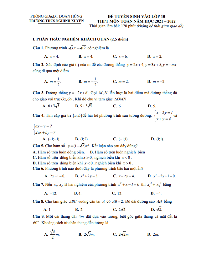 Đề thi thử Toán vào năm 2021 2022 trường THCS Nghinh Xuyên Phú Thọ 5 de thi thu toan vao nam 2021 2022 truong thcs nghinh xuyen phu tho d