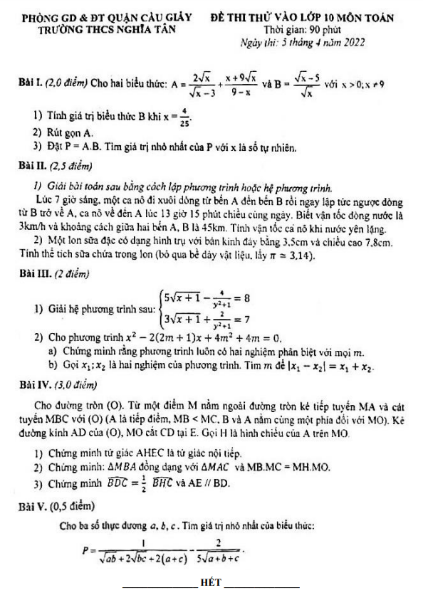 de thi thu toan vao nam 2022 2023 truong thcs nghia tan ha noi d