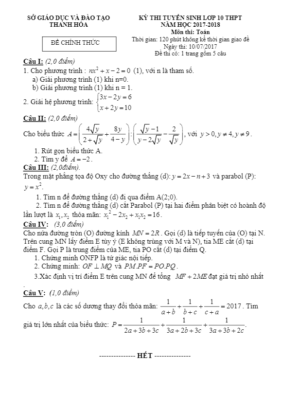 de thi tuyen sinh thpt nam hoc 2017 2018 mon toan so gd va dt thanh hoa d