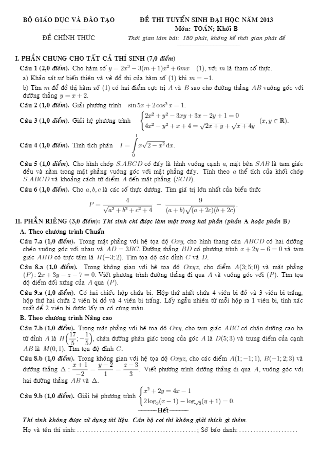 de thi va dap an mon toan khoi b nam 2013 d