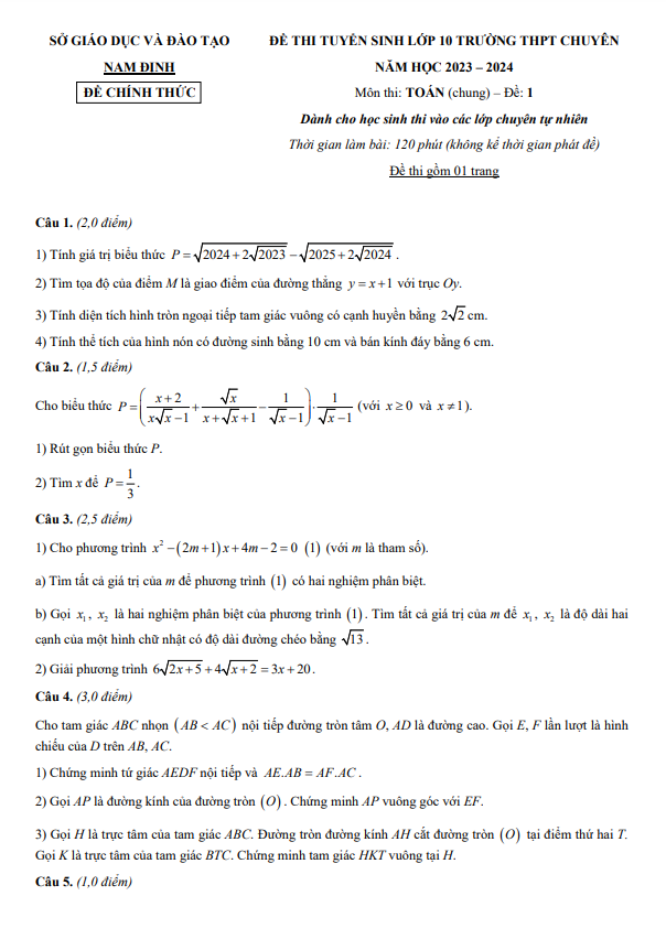 de thi vao 10 chuyen mon toan chung tn nam 2023 2024 so gd dt nam dinh d