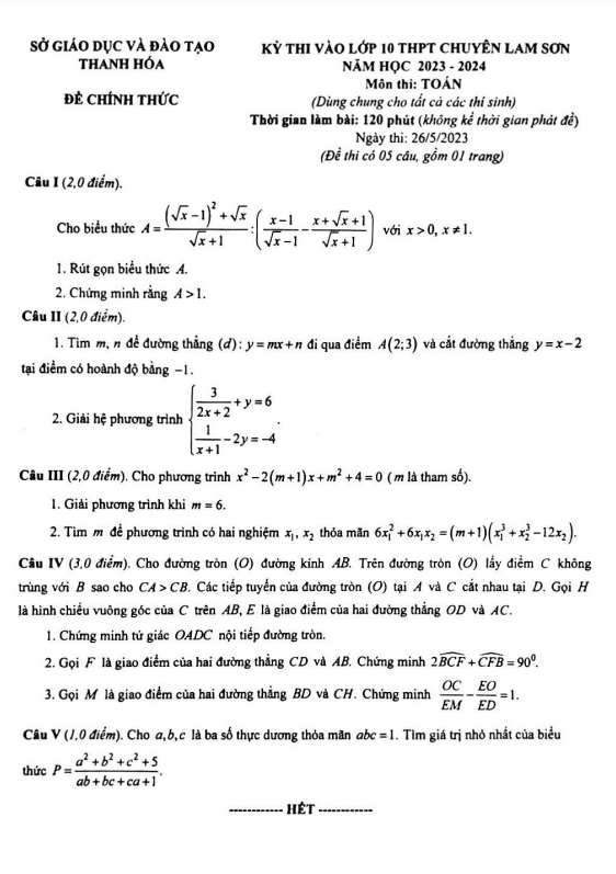 de thi vao 10 mon toan chung nam 2023 2024 truong chuyen lam son thanh hoa d