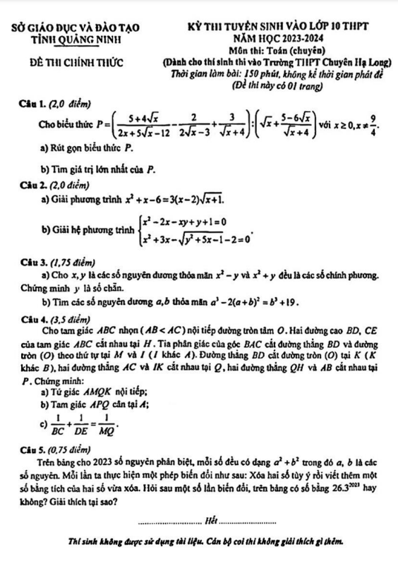 Đề thi vào 10 môn Toán (chuyên) năm 2023 2024 trường chuyên Hạ Long Quảng Ninh 4 de thi vao 10 mon toan chuyen nam 2023 2024 truong chuyen ha long quang ninh d