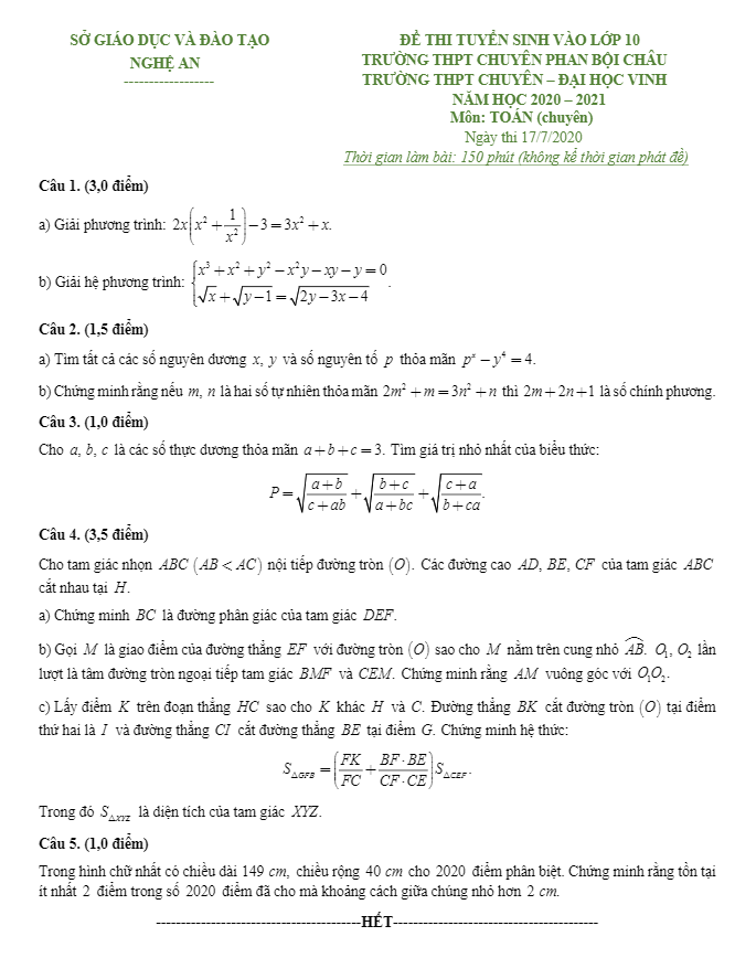 de thi vao chuyen mon toan nam 2020 2021 so gd dt nghe an chuyen d