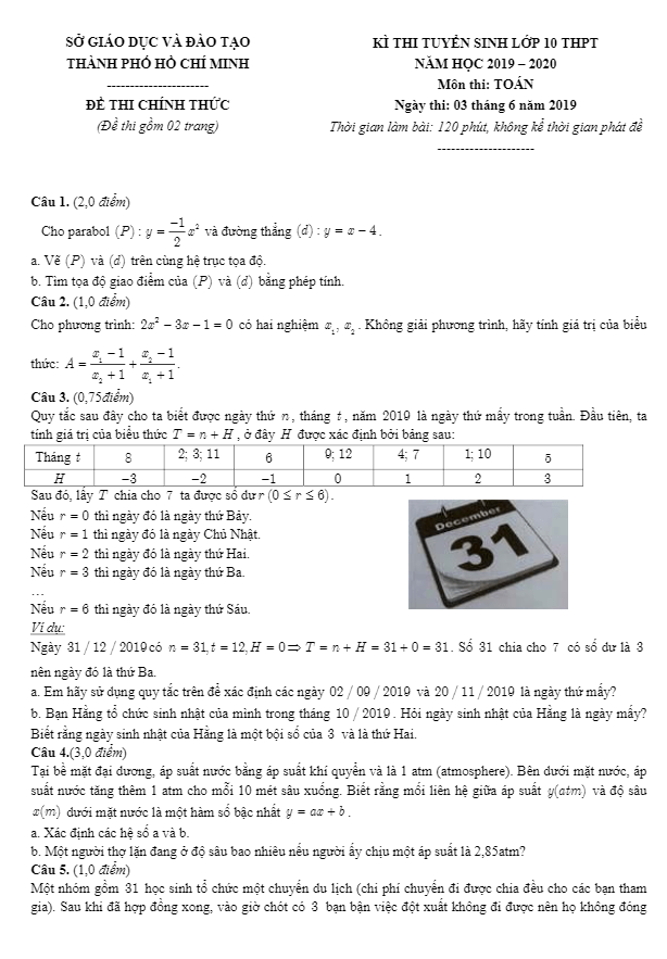 Đề Toán tuyển sinh năm 2019 2020 sở GD ĐT thành phố Hồ Chí Minh 1 de toan tuyen sinh nam 2019 2020 so gd dt thanh pho ho chi minh d