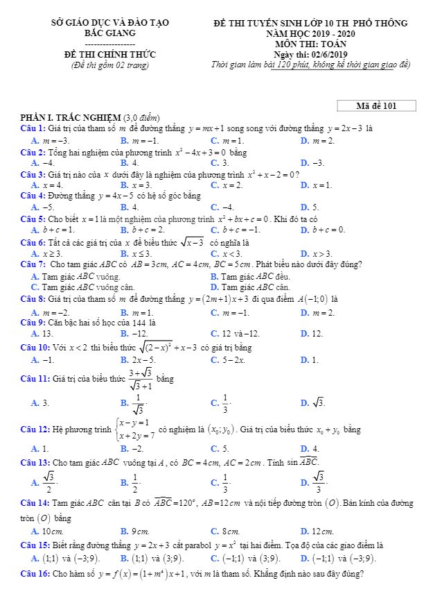 de toan tuyen sinh thpt nam 2019 2020 so gd dt bac giang d