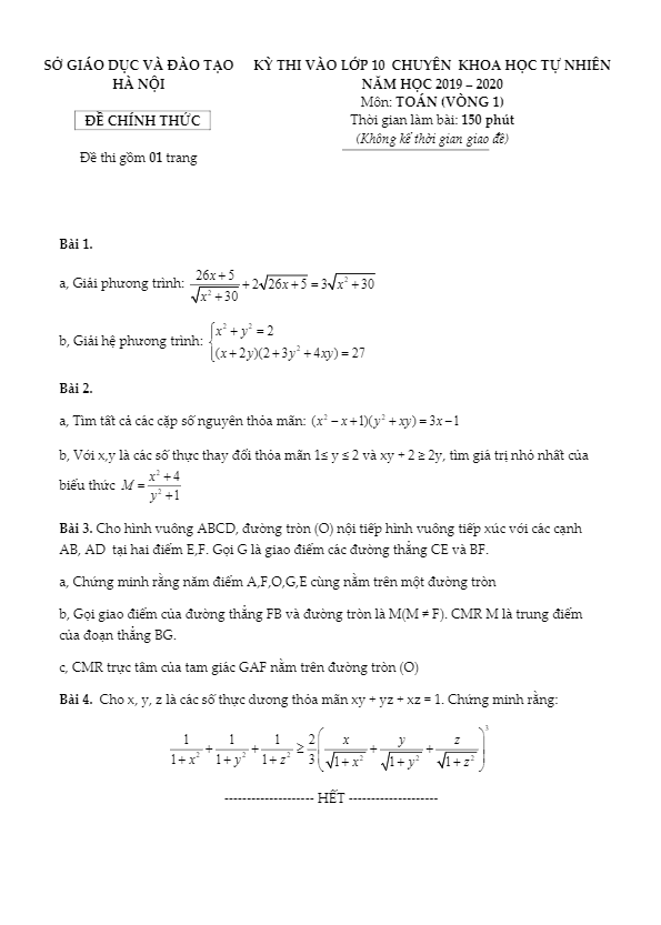 de toan tuyen sinh vao nam 2019 truong thpt chuyen khtn ha noi d