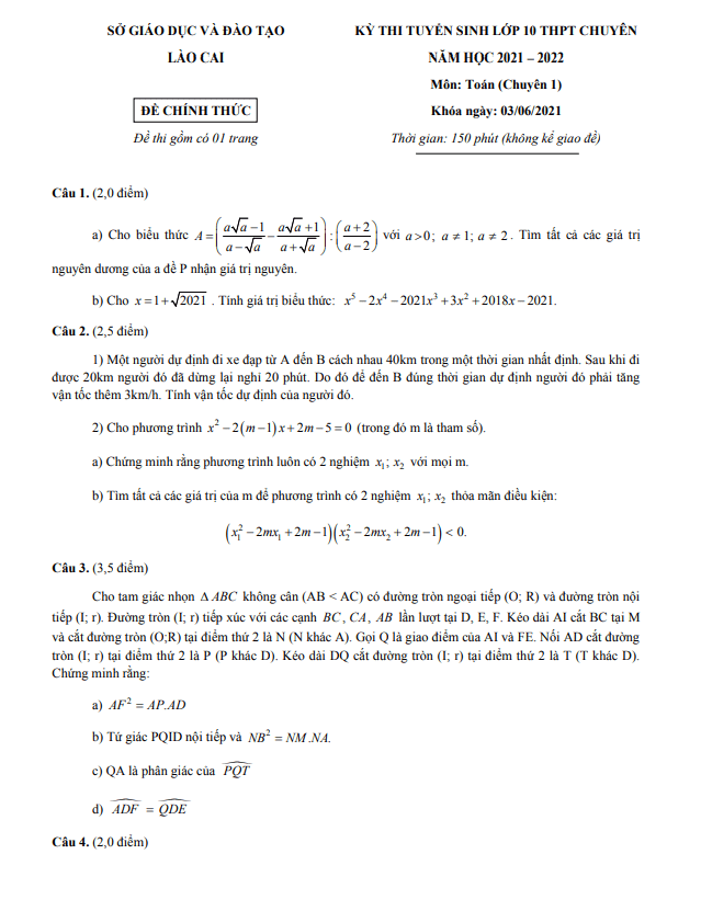 de tuyen sinh chuyen mon toan chuyen nam 2021 2022 so gd dt lao cai d