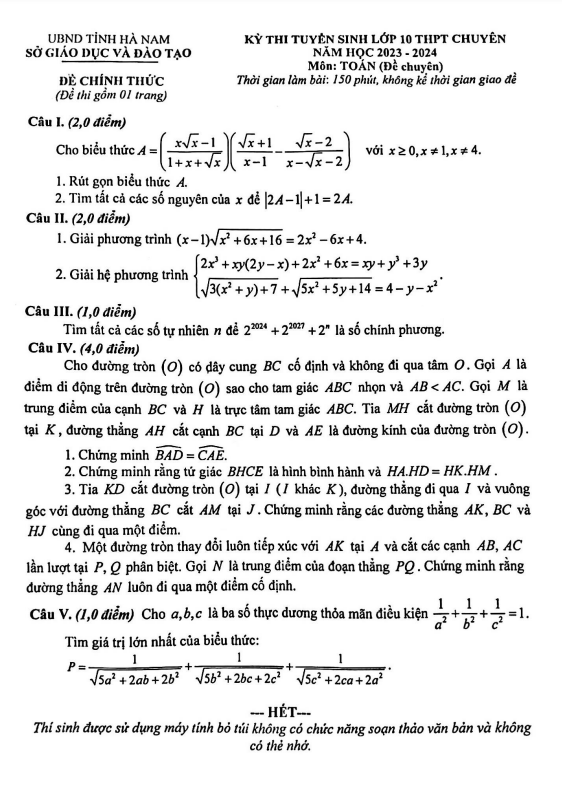 de tuyen sinh chuyen mon toan chuyen nam 2023 2024 so gd dt ha nam d