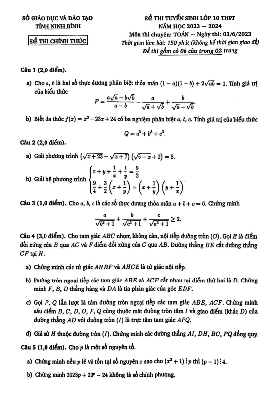 de tuyen sinh mon toan chuyen nam 2023 2024 so gd dt ninh binh d