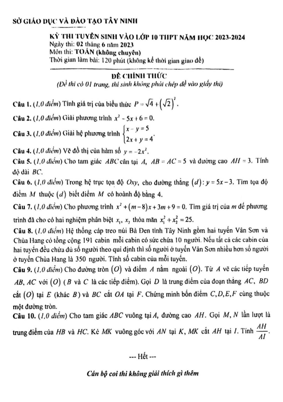 Đề tuyển sinh môn Toán (không chuyên) năm 2023 2024 sở GD ĐT Tây Ninh 3 de tuyen sinh mon toan khong chuyen nam 2023 2024 so gd dt tay ninh d