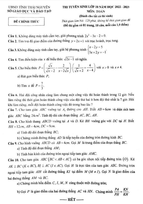 de tuyen sinh mon toan nam 2022 2023 so gd dt thai nguyen d