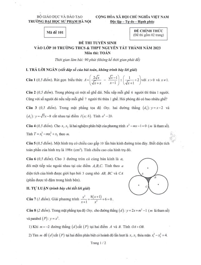 de tuyen sinh mon toan nam 2023 truong nguyen tat thanh ha noi d