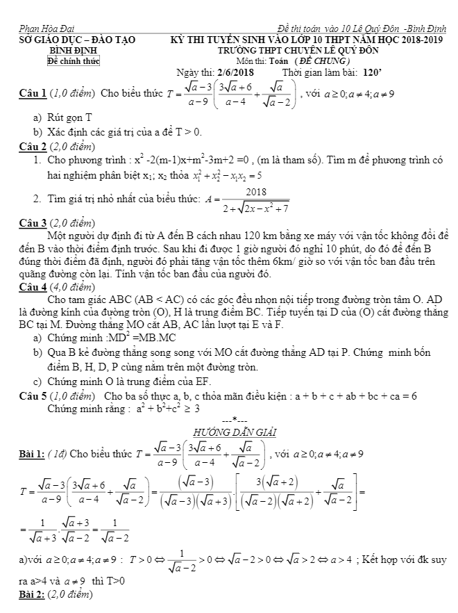 de tuyen sinh nam 2018 2019 mon toan chuyen le quy don binh dinh d