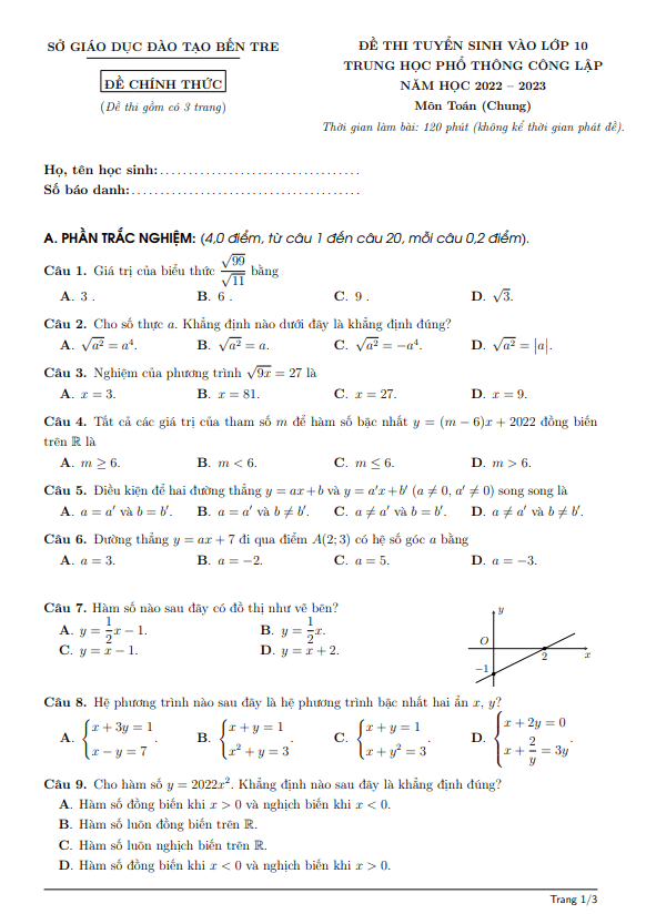 de tuyen sinh thpt mon toan chung nam 2022 2023 so gd dt ben tre d