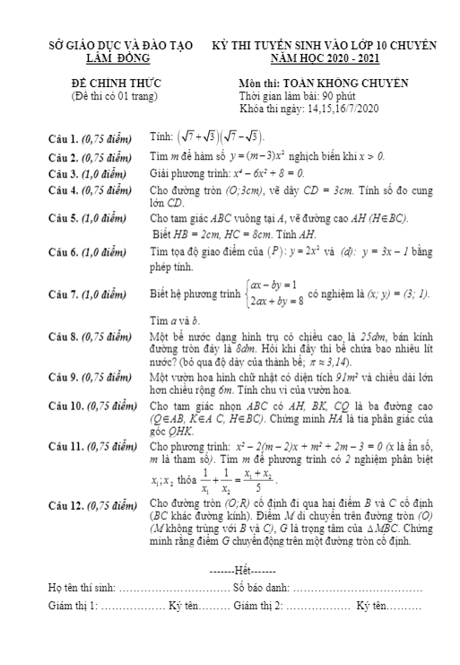 de tuyen sinh thpt mon toan nam 2020 2021 so gd dt lam dong d