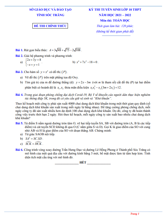 de tuyen sinh thpt mon toan nam 2021 2022 so gd dt soc trang d