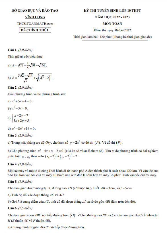 de tuyen sinh thpt mon toan nam 2022 2023 so gd dt vinh long d