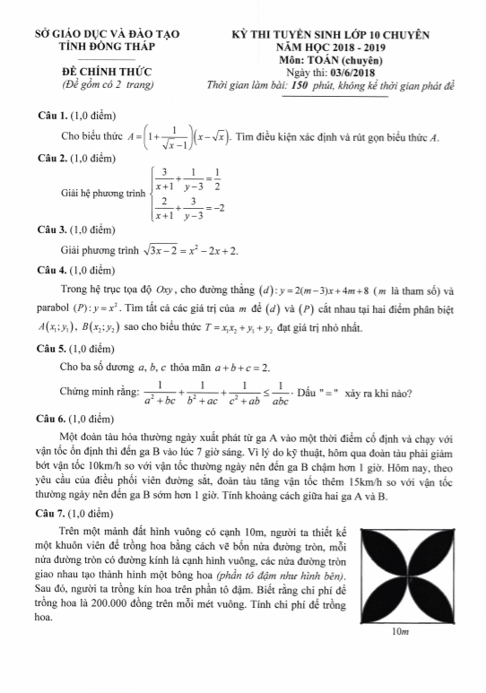 de tuyen sinh vao 10 chuyen mon toan chuyen nam 2018 2019 so gd dt dong thap d