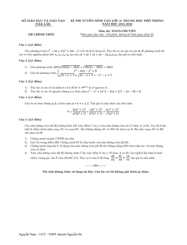 de tuyen sinh vao mon toan chuyen nam 2021 2022 so gd dt dak lak d