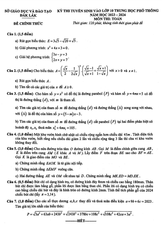 de tuyen sinh vao mon toan nam 2023 2024 so gd dt dak lak d