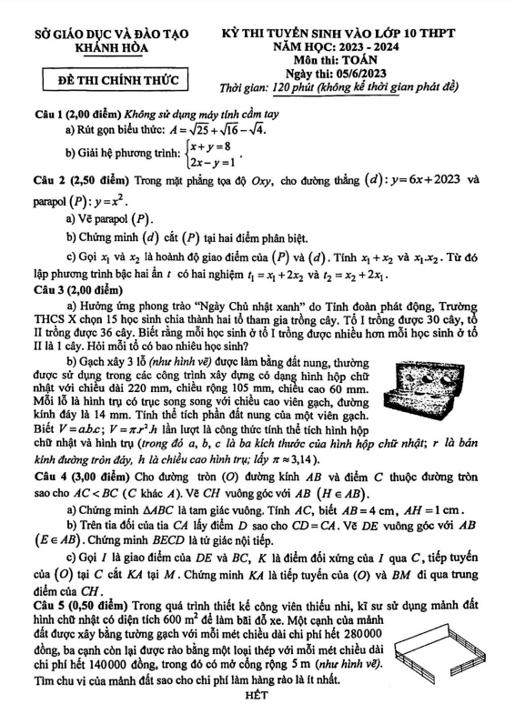 Đề tuyển sinh vào môn Toán năm 2023 2024 sở GD ĐT Khánh Hòa 8 de tuyen sinh vao mon toan nam 2023 2024 so gd dt khanh hoa d