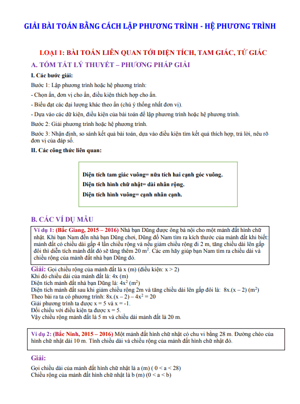 giai bai toan bang cach lap phuong trinh he phuong trinh d