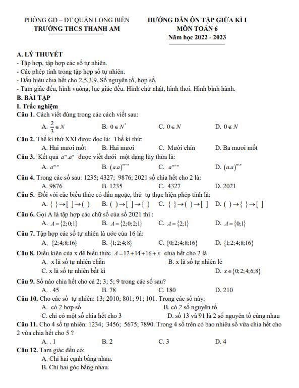 Hướng dẫn ôn tập giữa học kì 1 (HK1) lớp 6 môn Toán năm 2022 2023 THCS Thanh Am Hà Nội 2 huong dan on tap giua hoc ki 1 hk1 lop 6 mon toan nam 2022 2023 thcs thanh am ha noi d