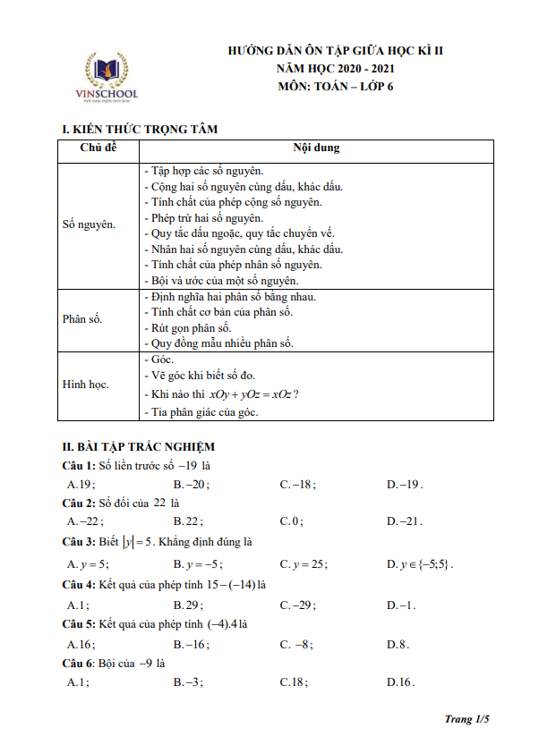 huong dan on tap giua hoc ki 2 hk2 lop 6 mon toan nam 2020 2021 truong vinschool ha noi d