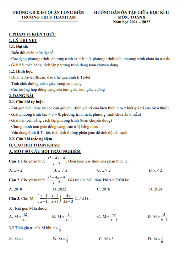 huong dan on tap giua hoc ki 2 hk2 lop 8 mon toan nam 2021 2022 truong thcs thanh am ha noi d